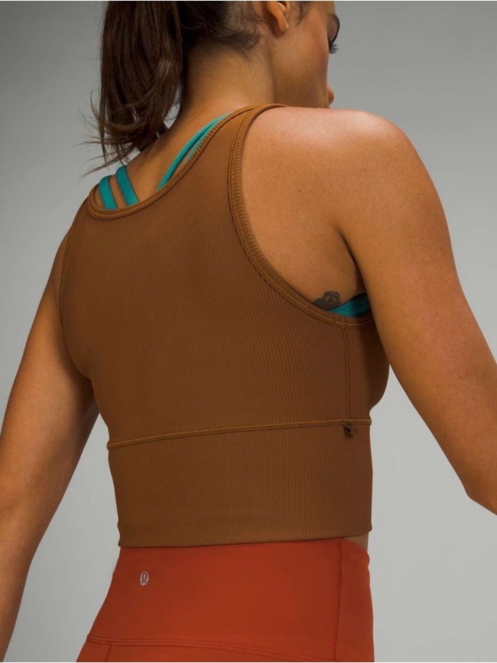 LULULEMON Ribbed Ribbed Power Pivot Top Copper Brown Size 4 - Picture 2 of 6